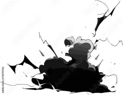 a drawing line art comic manga effect lightning power thunder, isolate with white background generate AI