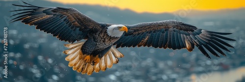 Beautiful View Harbour Eagle Flying Around, Background Banner HD