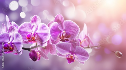 Orchid Flower On Blurred Background. Decoration  Love Concept  generative ai