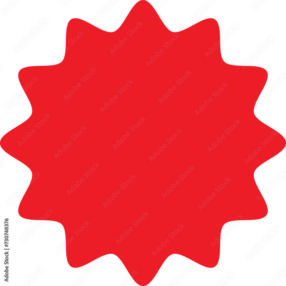 Starburst red sticker set - collection of special offer sale oval and round shaped sunburst labels and badges. Red starburst, sunburst, stamp, seal, label or burst, badge, sticker. Vector.