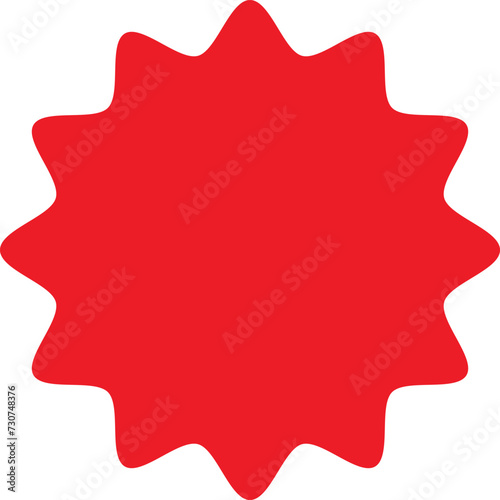 Starburst red sticker set - collection of special offer sale oval and round shaped sunburst labels and badges. Red starburst, sunburst, stamp, seal, label or burst, badge, sticker. Vector.