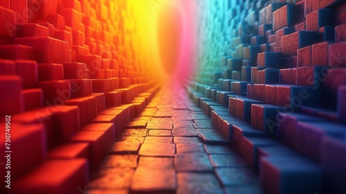 A stunning 3D render of an abstract multicolor spectrum  © piumi