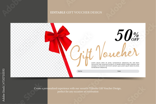 Gift voucher coupon discount banner minimal modern black and white, promotion for luxury hotel resort and spa travel, elegant beauty, clinic, cosmetic, e-commerce promotion, editable vector template