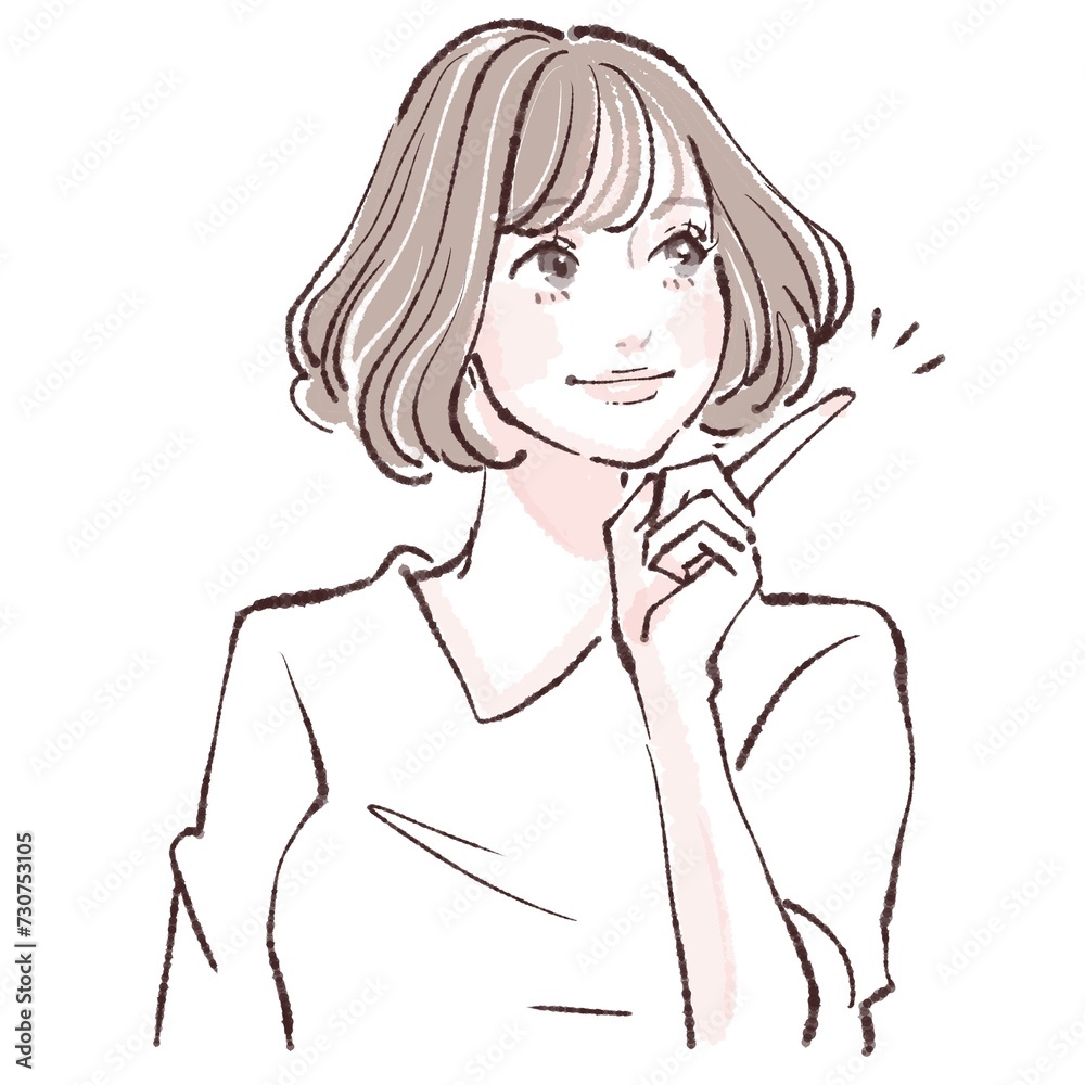 指をさす/説明する/指差し/ポイント/解説/説明/注目/教える/先生/解説者/アドバイス/黒板/授業/講義/こちら/案内する/注目/水彩/手描き/女性/女の子のイラスト素材 指をさす/説明する/指差し/ポイント/解説/説明/注目/教える/先生/解説者/アドバイス/黒板/授業/講義/こちら/案内する/注目/水彩/手描き/女性/女の子のイラスト素材