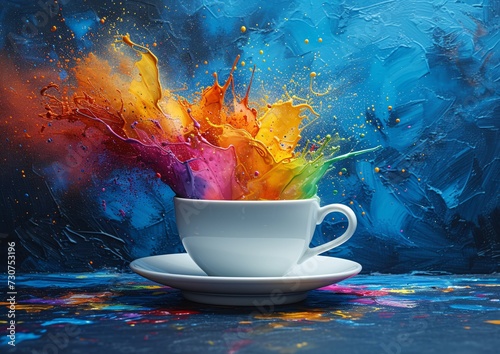 Colorful Coffee Rush: A Monthly Celebration of Art and Flavor Generative AI photo