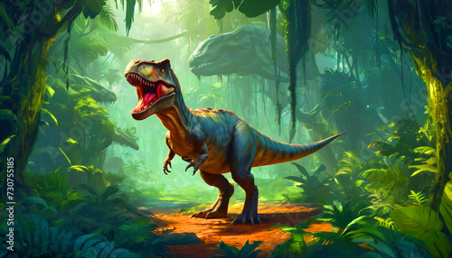Tyrannosaurus rex dinosaurus trex in the jungle 6 © GUS