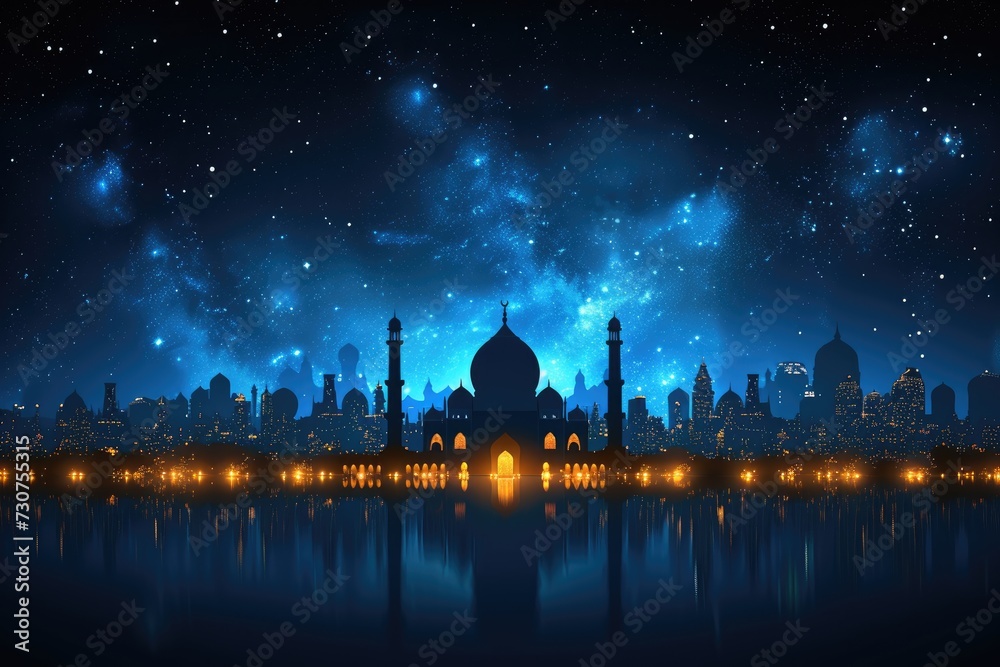 Fototapeta premium Ramadan kareem islamic or ied mubarak greeting card background