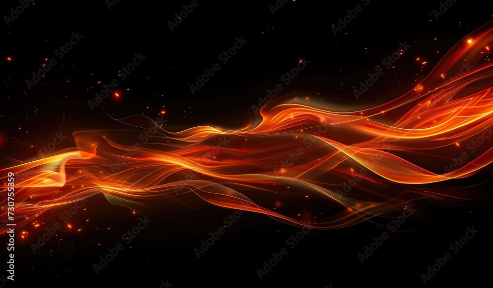 Fototapeta premium Red and Yellow Fire Swirl on Black Background