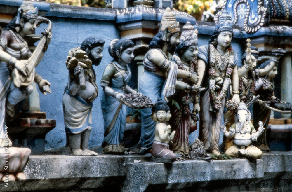 Temple Kuala Lumpur  in the eighties.  Statues. Hindu religion. Ape temple. 