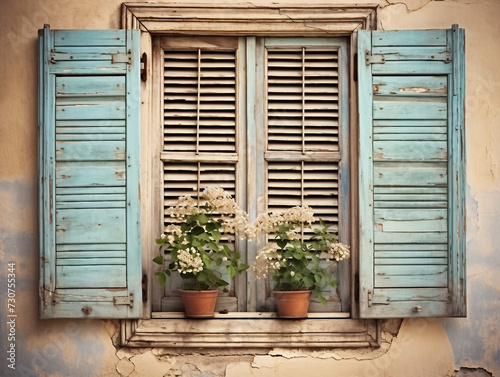 Vintage window with flowers 