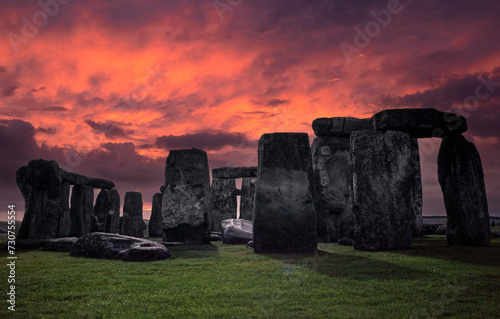 Sunset at Stonehenge Wiltshire England UK.