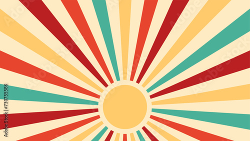 Retro sun rays, summer sunshine burst and beams of vintage sunburst, vector background. Circus or funfair carnival and amusement park background with sunbeam burst and sunlight rays or stripes pattern