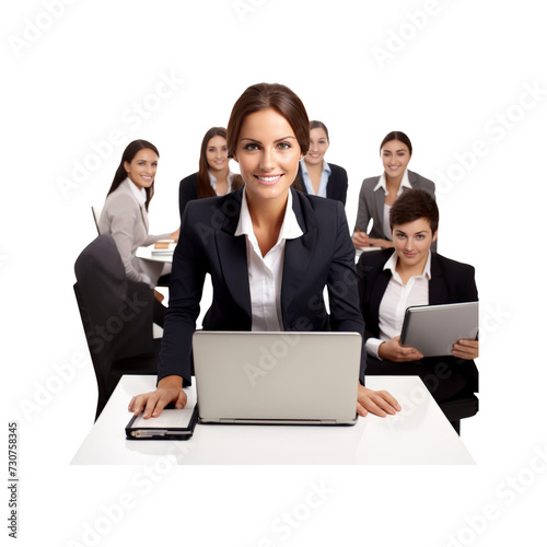 Business_woman_using_a_laptop_in_a_meeting © I Love Png
