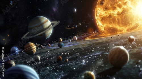 hyperrealistic image of solar system