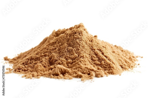 A pile of sand on a white surface. Suitable for various applications