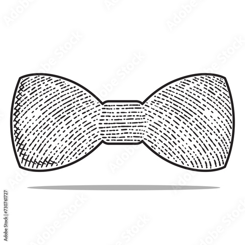 bow tie vector engraving style hand drawn black and white