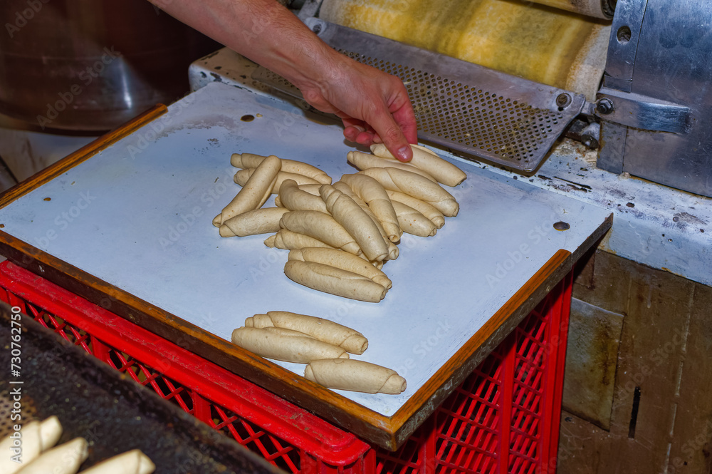 Workers at bakery during night shift.