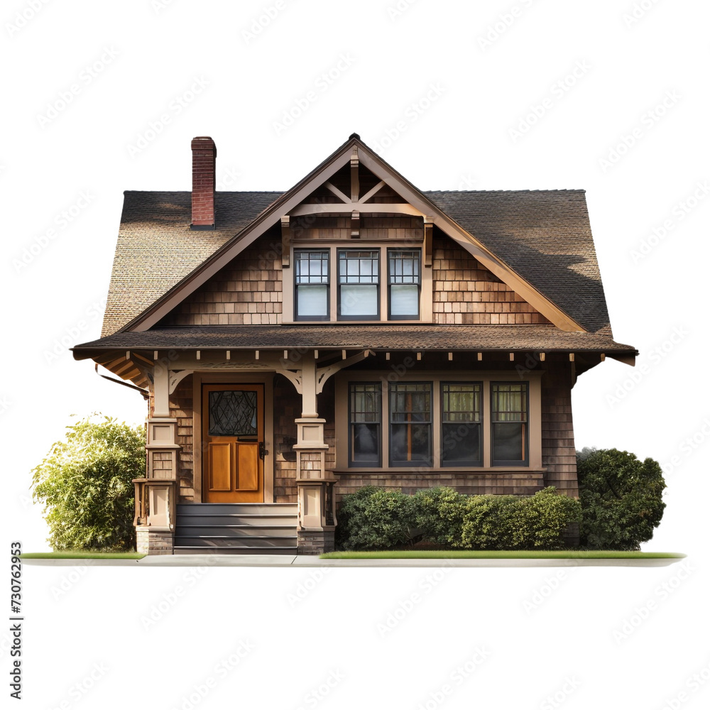Craftsman house isolated on transparent background
