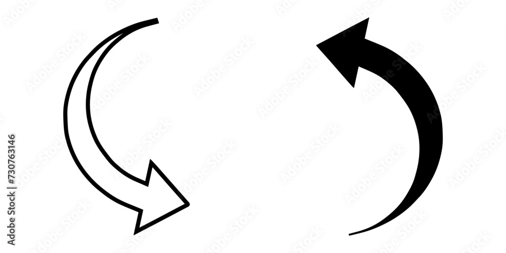 Curved arrow icon vector. Arrow pointer icon sign symbol vector. Arrow right left vector icon illustration isolated on white background Curved arrow icon vector. Arrow pointer icon sign symbol vector. Arrow right left vector icon illustration isolated on white background