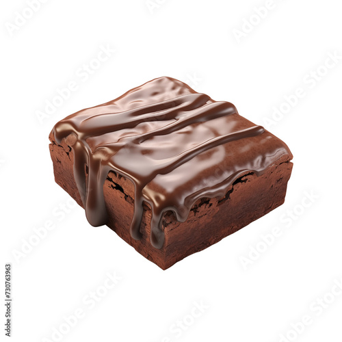 3d chocolate brownie isolated on transparent background, png