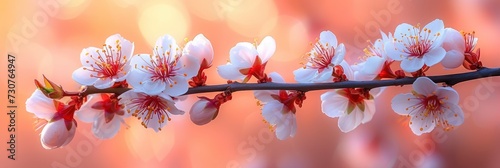 Branch Countless White Cherry Blossoms, Background Banner HD