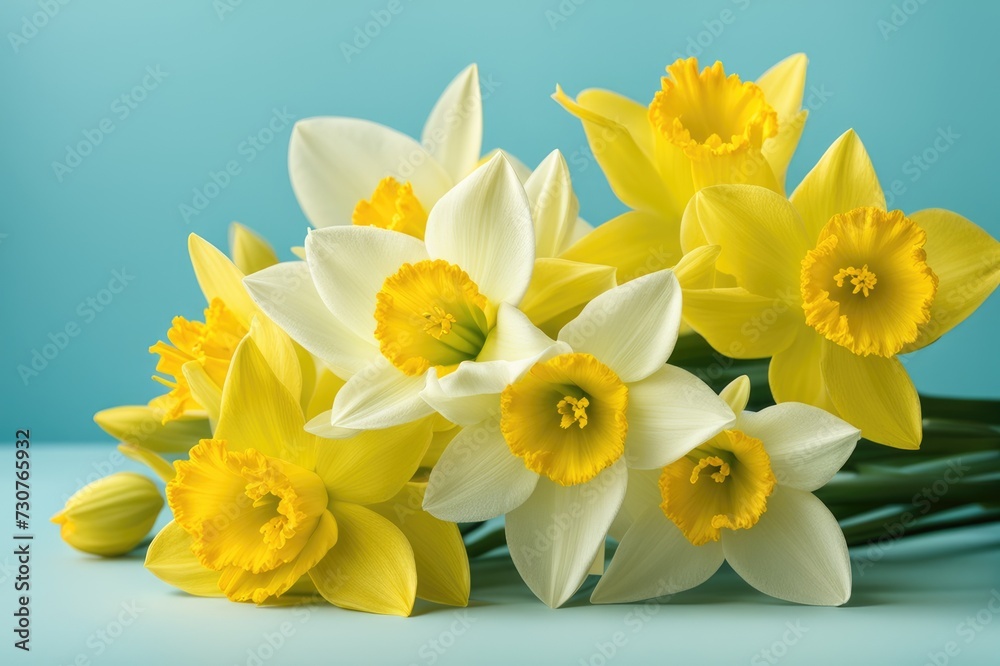Bright Yellow Daffodils Against Blue Bright Yellow Daffodils Against Blue