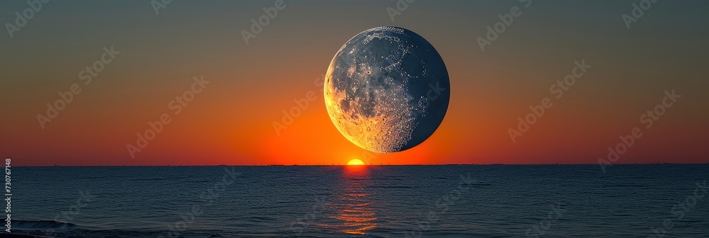 Crescent Moon Rising Dawn On Clear, Background Banner HD