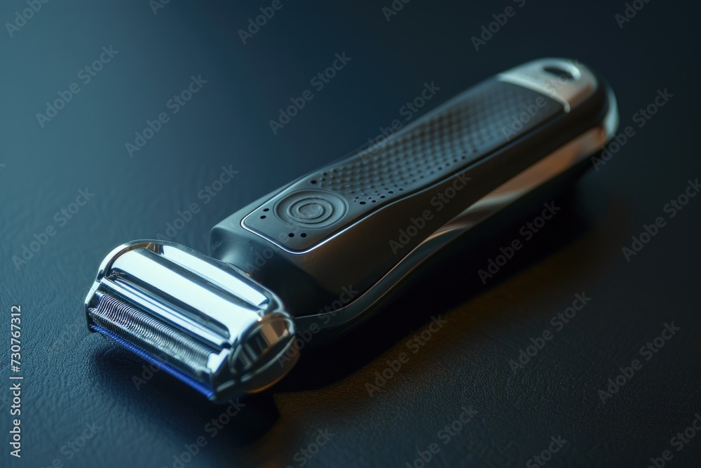 A detailed view of a razor placed on a table. Suitable for personal grooming and shaving products A detailed view of a razor placed on a table. Suitable for personal grooming and shaving products