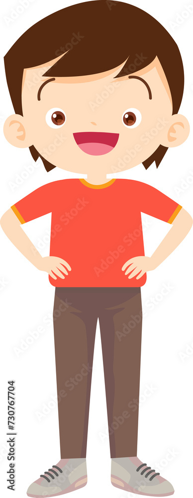 cute boy exercise actions to move the body healthy