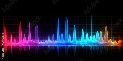 A vibrant sound wave displayed against a black backdrop. Perfect for music-related projects and designs