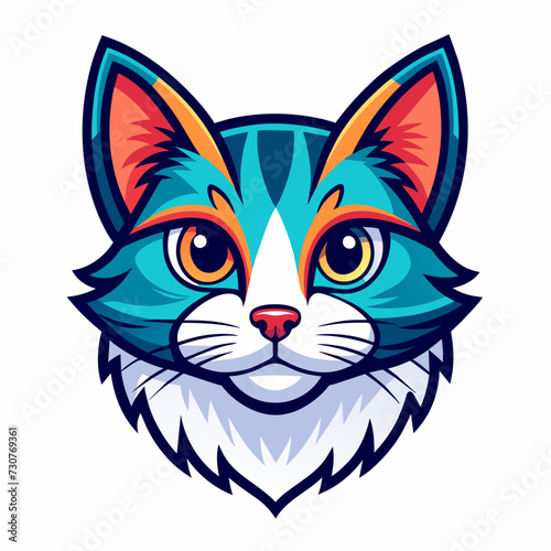 Vector of a cat face design on white background. Pets, Animals. © bingo