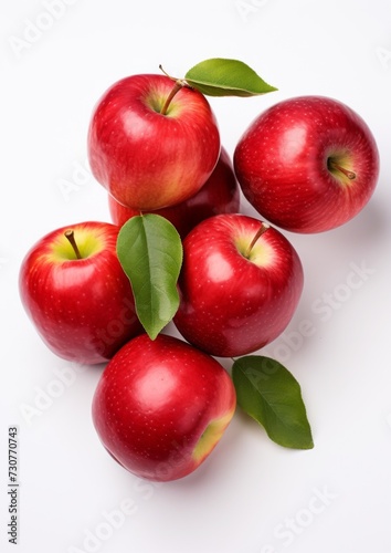 Fresh juicy apples on a white background. Generative AI.