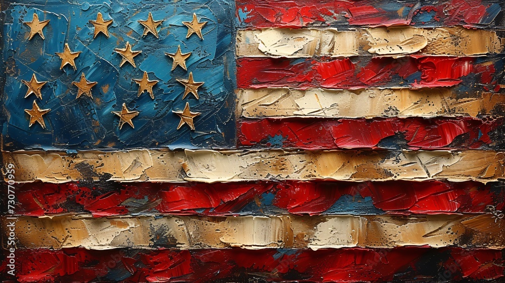 Red, White, and Blue: A Patriotic Painting for the Month of July Generative AI - obrazy, fototapety, plakaty 