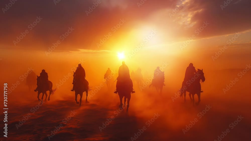 Images of the brave Ottoman cavalry in the desert create an epic historical panorama,looping video Images of the brave Ottoman cavalry in the desert create an epic historical panorama,looping video