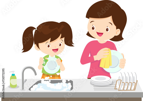 cute people washing dishes
