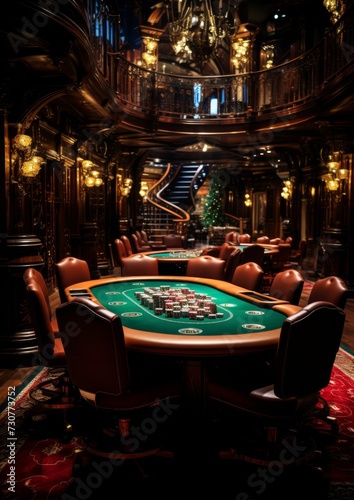 A player's table in a luxury casino. Generative AI.