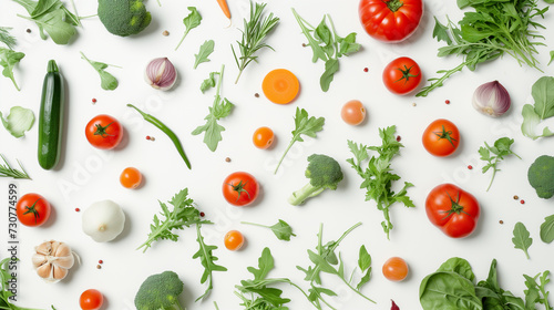 Food background with assortment of vegetables, herbs, organic and sustainable food. Sustainable development concept