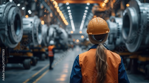 Engineer in the background Aerospace Parts Manufacturing Plant, Personnel Working In Factories, Global Impact Of Aerospace Parts Manufacturing. Generative AI.