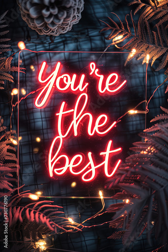 A postcard with the word "You're the best". Design of albums, notebooks, banners, Vector illustration.