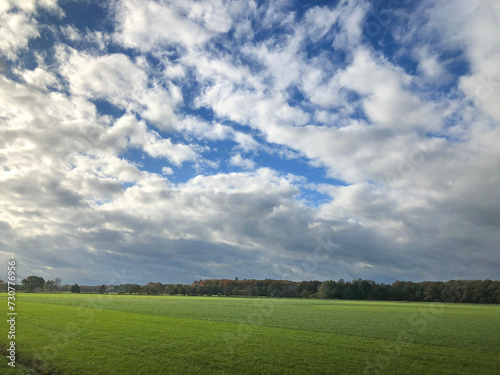 Fields at Uffelter es. Uffelte Drenthe Netherlands. Clouds.