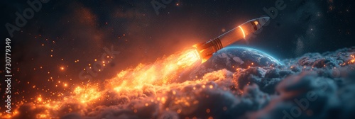 Rocket Above Earth Elements This Image, Background Banner HD