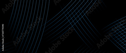 Vector blue and black abstract background with geometric shapes, modern shiny blue lines pattern, futuristic technology concept, minimal geometric design.