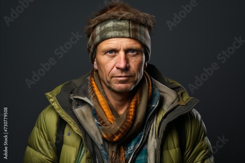 Portrait of a man wearing a winter hat and warm jacket