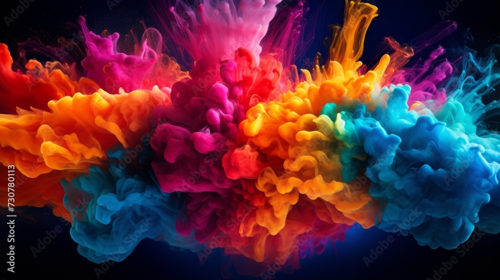 Splash of color paint, water or smoke on dark background. Abstract Pattern