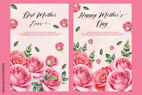 Happy mother's day greeting card vector illustration set