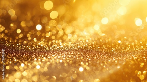 Sparkling Gold Glitter Background with Bokeh Effect