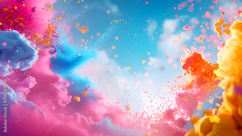 Colorful background with colored clouds in the sky - Format 16:9