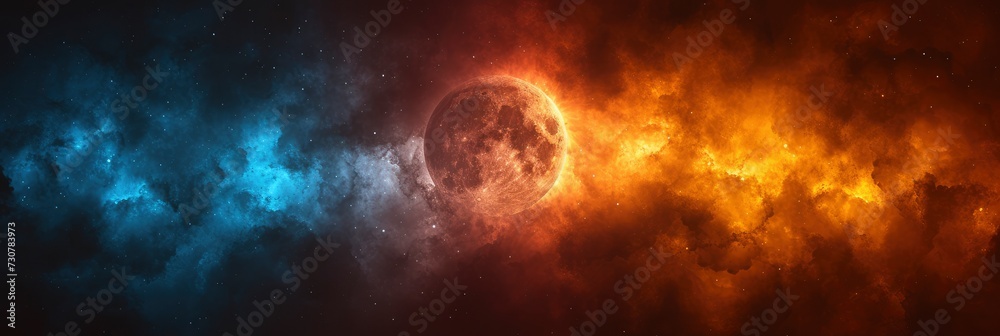 Obraz premium Solar Eclipse Clouds Silhouette Foreground, Background Banner HD