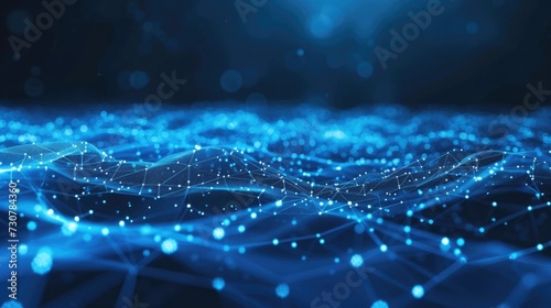 Abstract Technology Network Background with Dynamic Blue Digital Lines