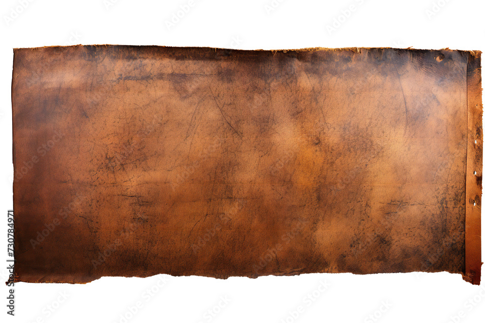 Rough strip of leather banner isolated on transparent background Generative Ai - obrazy, fototapety, plakaty 